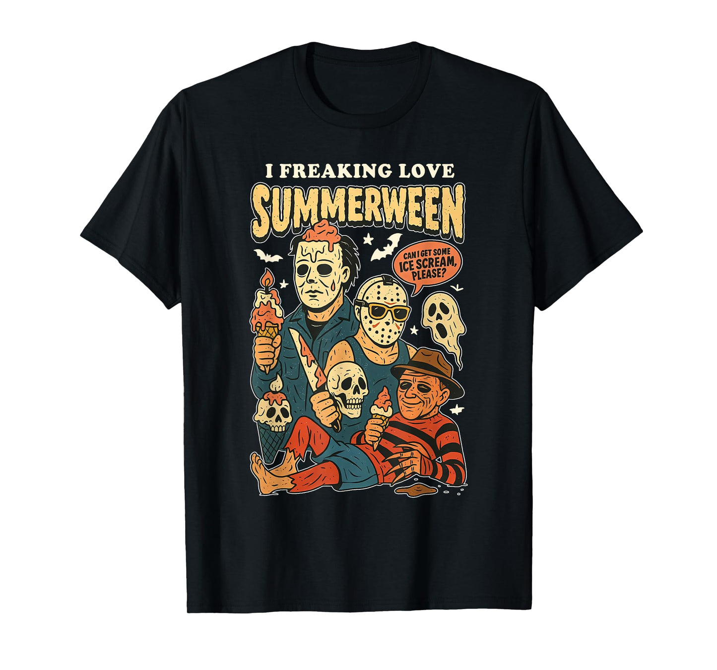Vintage I Freaking Love Summerween Horror Halloween Summer T-Shirt