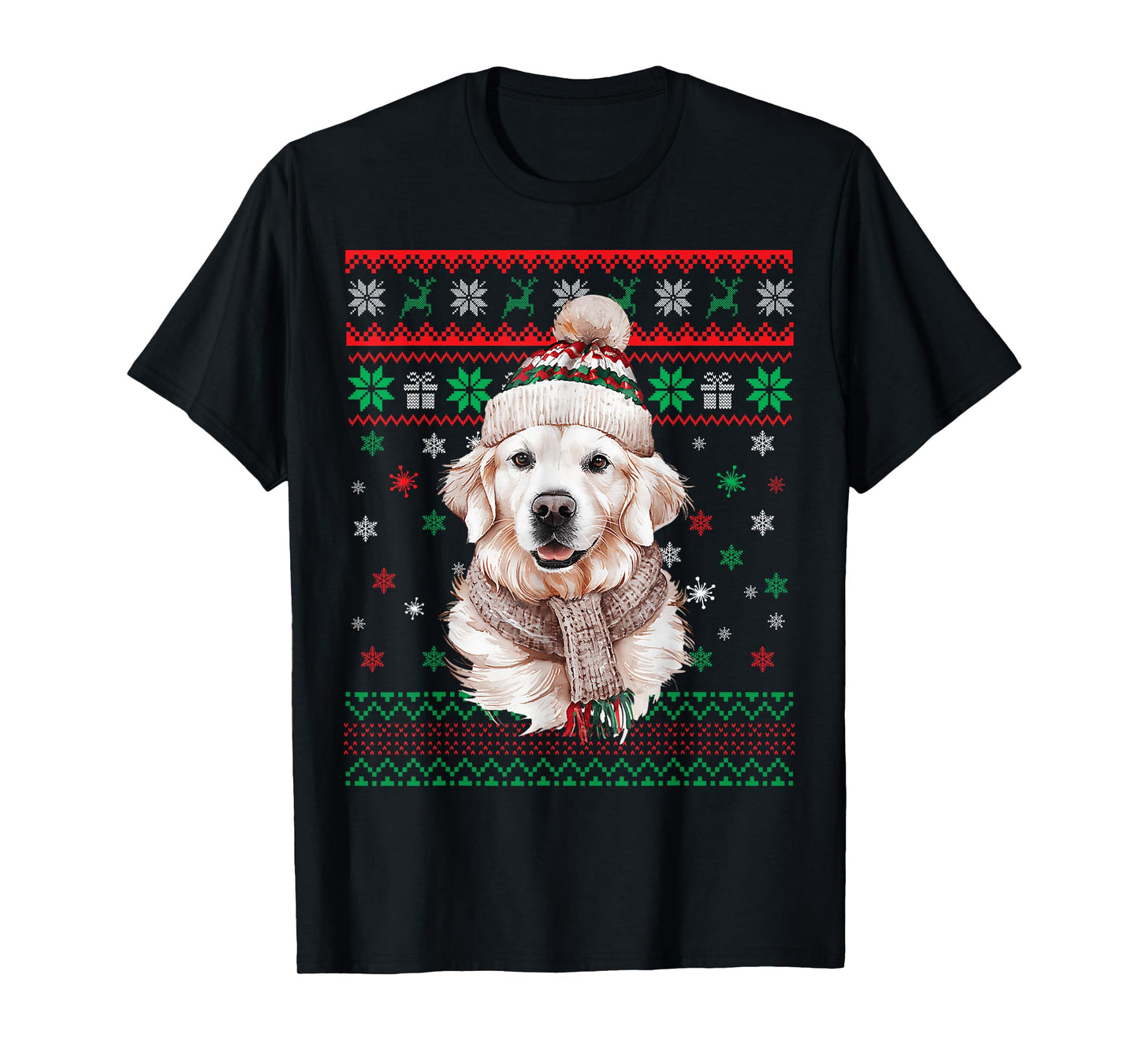White English Cream Golden Retriever Mom Dog Puppy Christmas Men Women Kids T-Shirt
