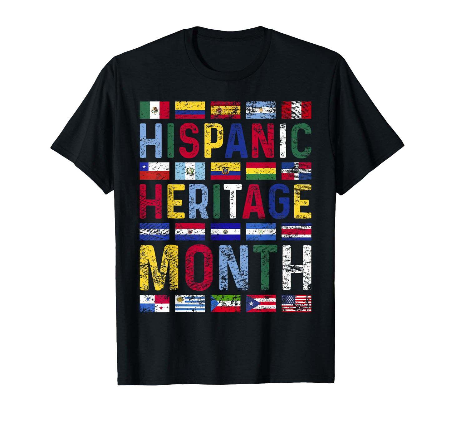 Hispanic Heritage Month Vintage Latino Countries Flags T-Shirt
