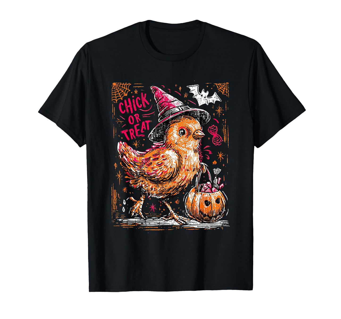 Chick or Treat Halloween Chicken Witch Fall Chicken Candy T-Shirt