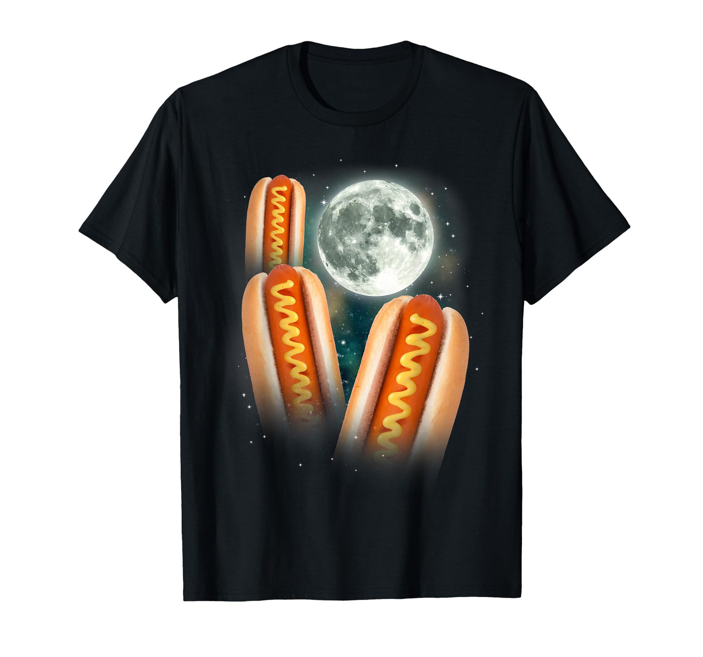 Three Glizzy Moon | Funny 3 Howling Hotdogs Cursed Meme T-Shirt