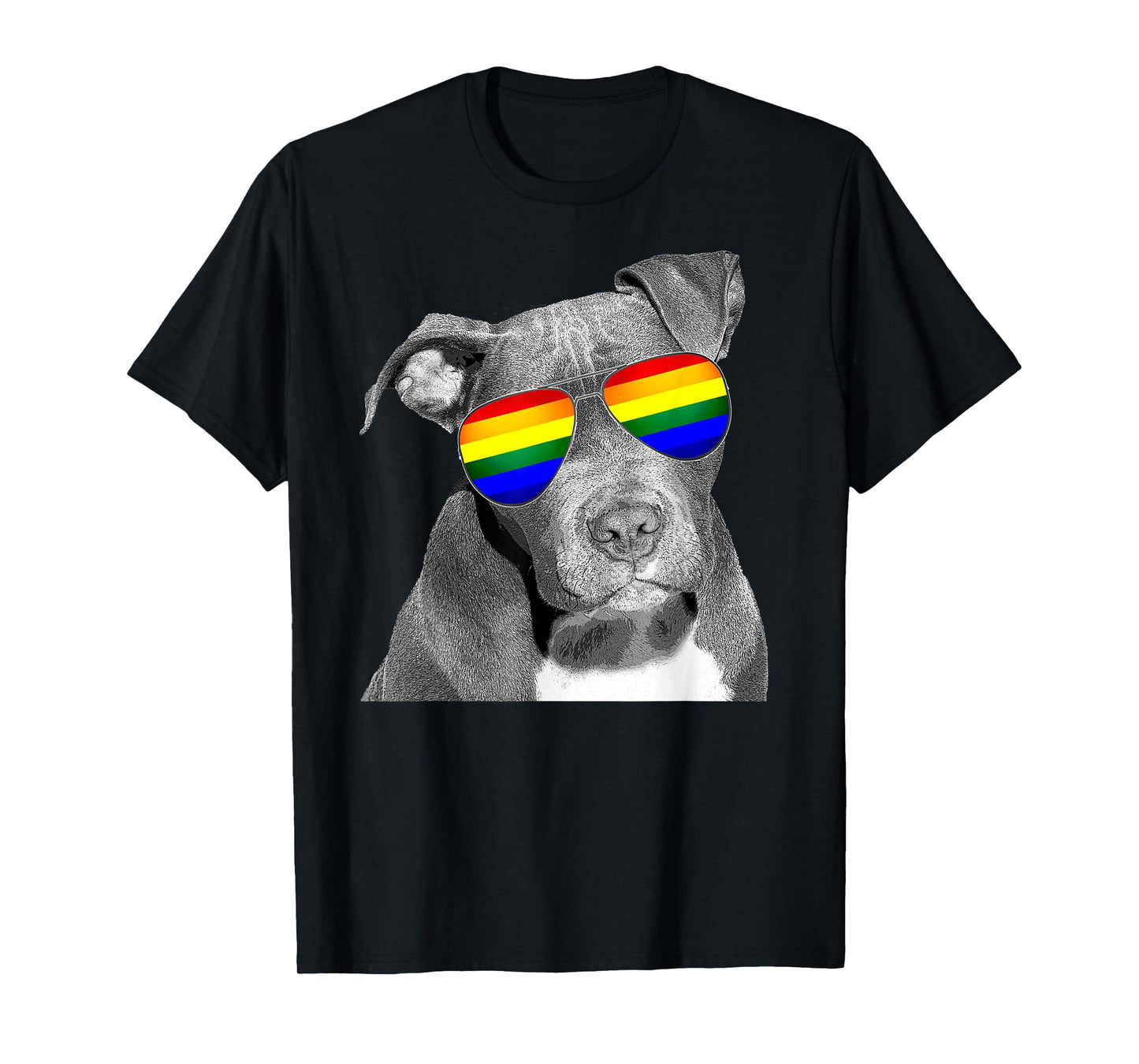 Pitbull Gay Pride Dog Clothing LGBT Funny Gift Rainbow Flag T-Shirt for Men Women