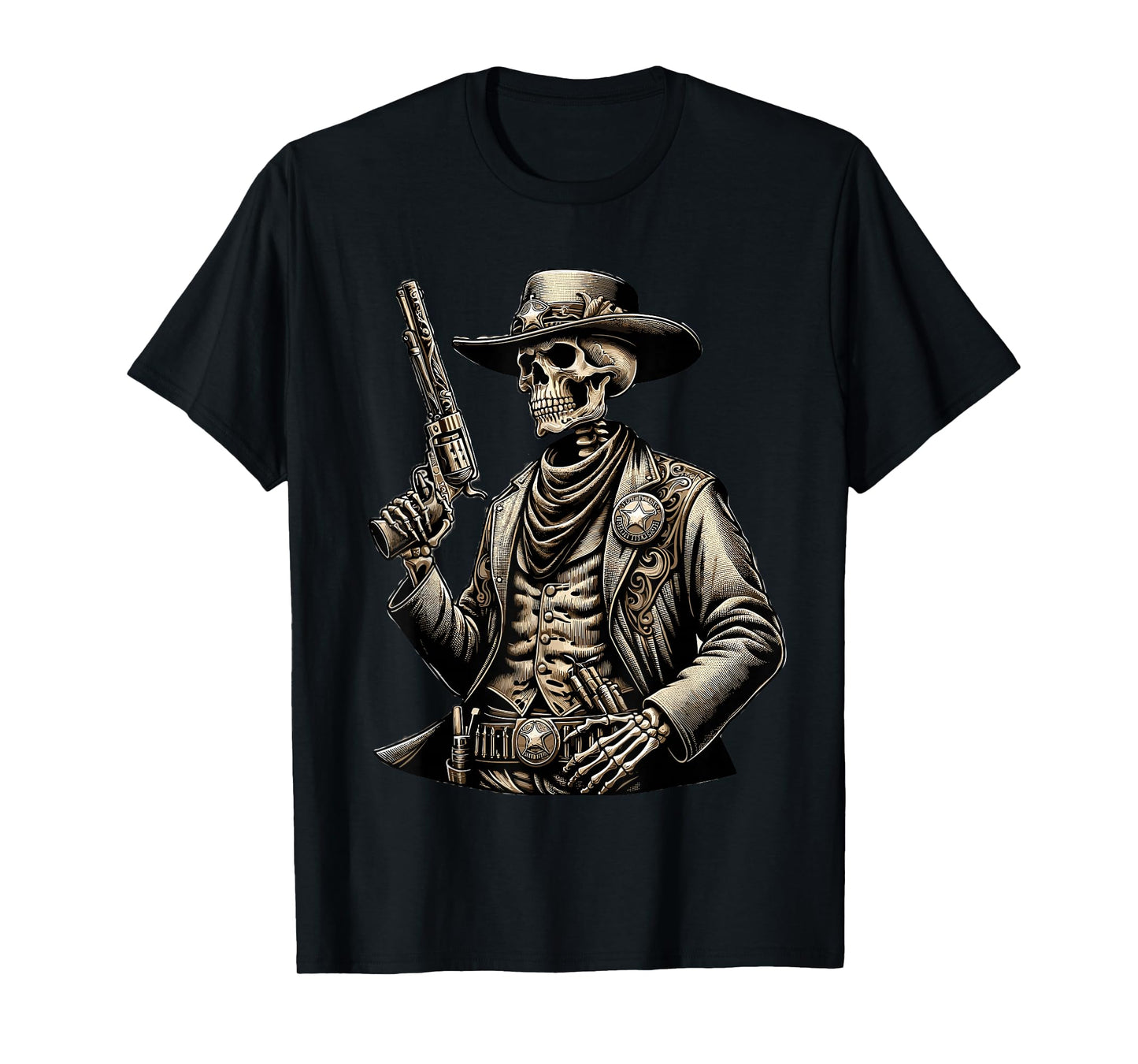 Skeleton Cowboy Gunslinger Outlaw Wild West T-Shirt