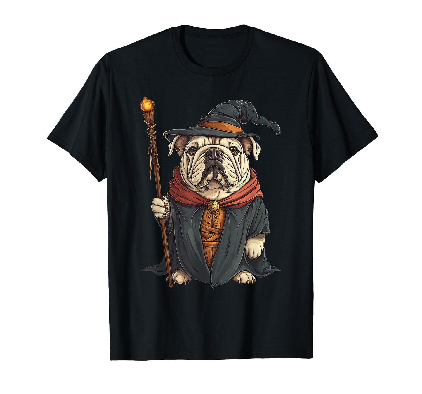 English Bulldog Dog Wizard Fantasy T-Shirt