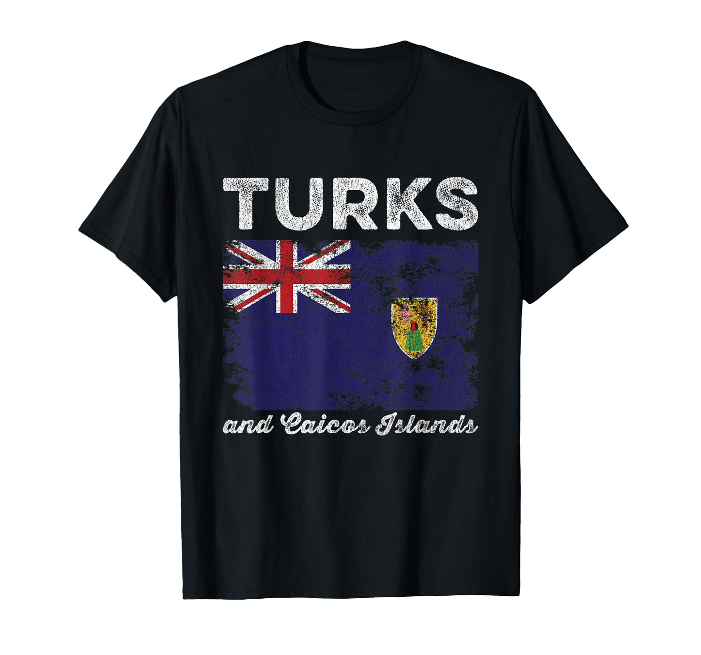 Turks and Caicos Islands Flag Distressed T-Shirt