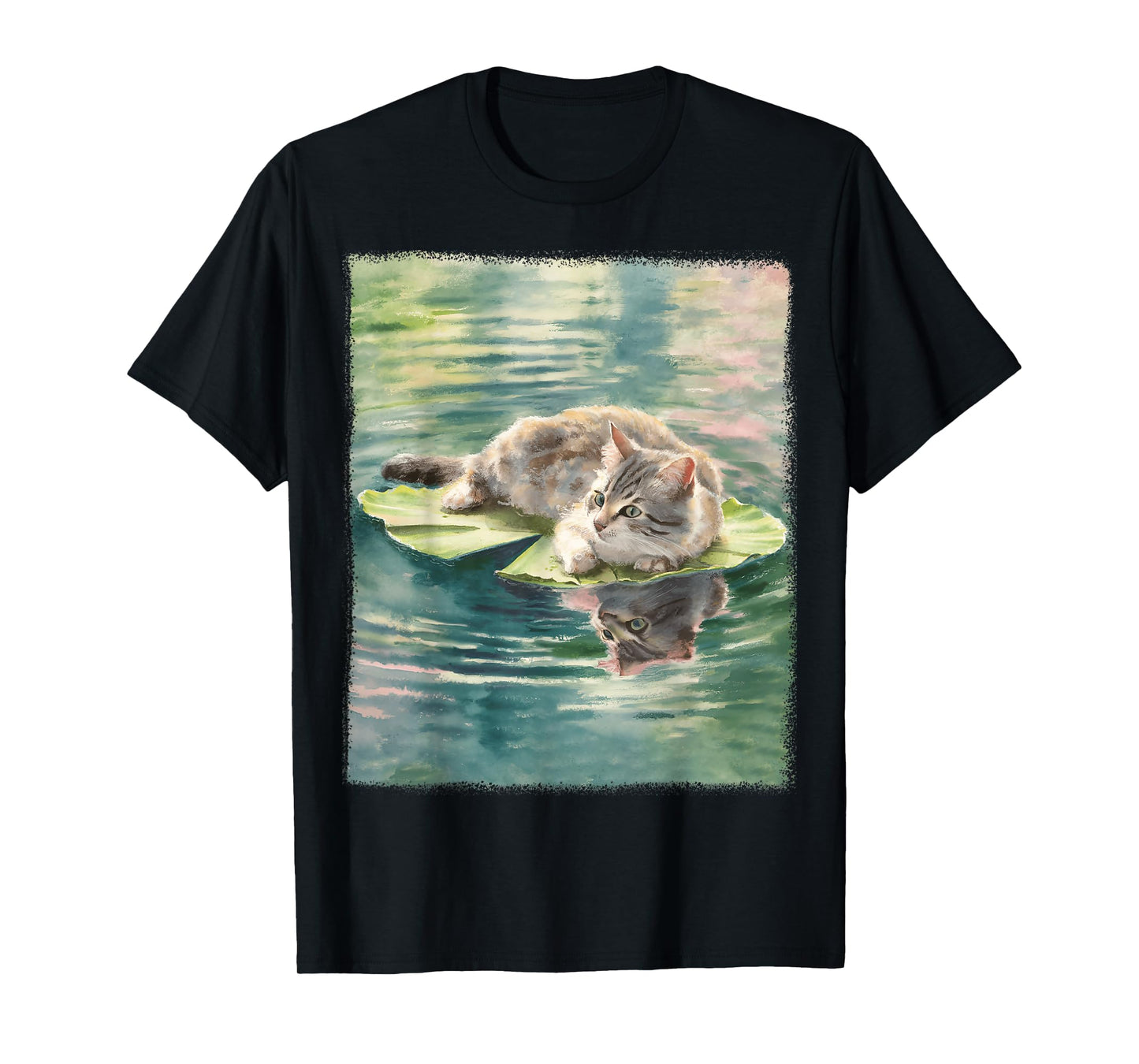 Monet Cat Painting Art For Cat Lover Cat Mom Cat Dad T-Shirt for Men Women Kids