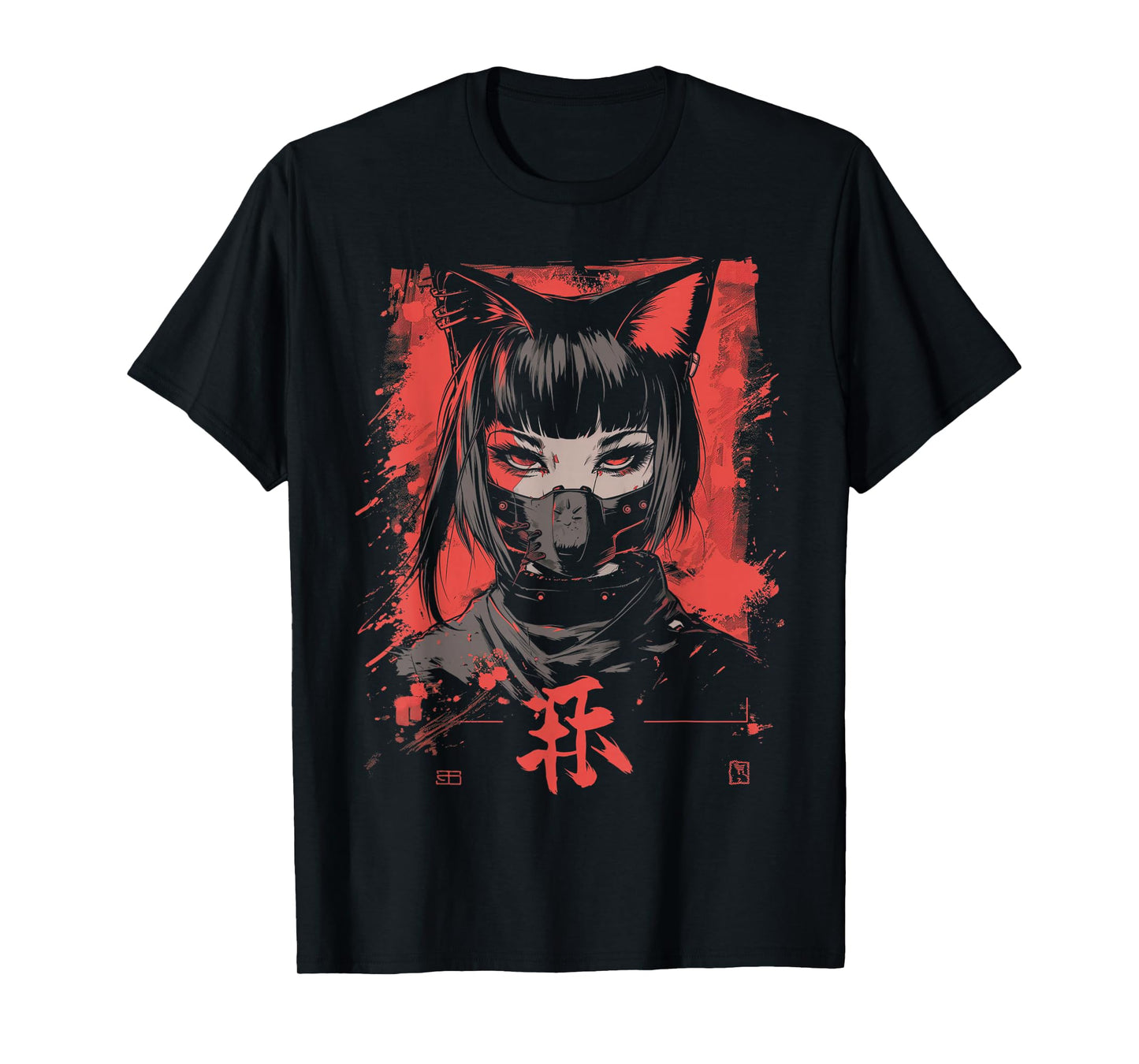 Anime Manga Punk Neko Cat Girl | Cyberpunk Japanese Harajuku T-Shirt