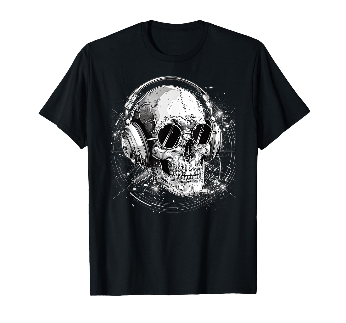 Skull with Headphones Music T-Shirt