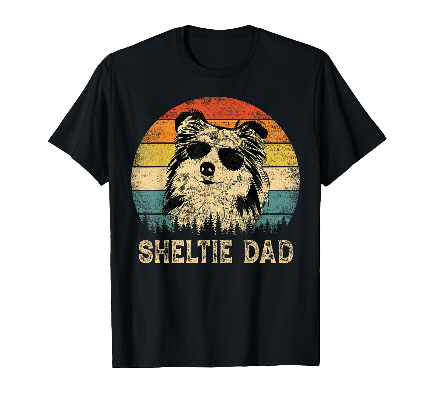 Vintage Sheltie Dad Dog Lovers Father's Day Tee T-Shirt