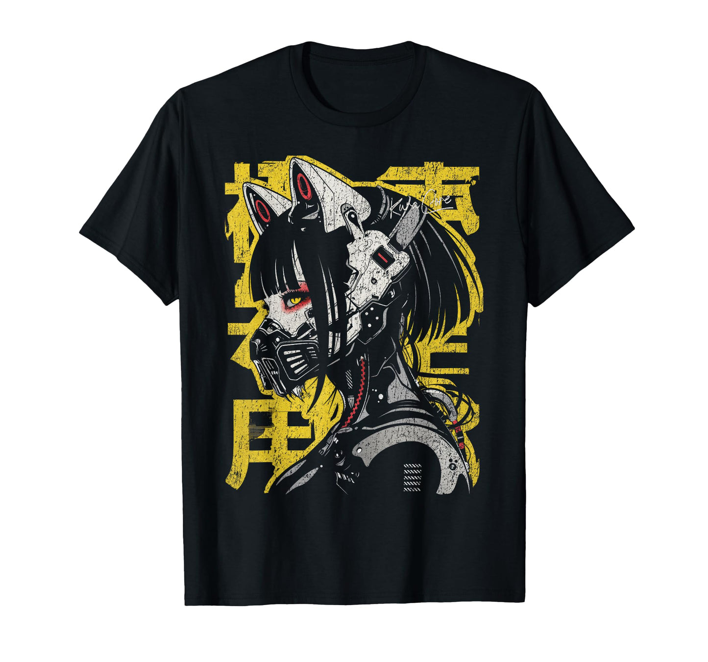 Japanese Streetwear Cyberpunk Y2K Techwear Neko Manga Anime T-Shirt