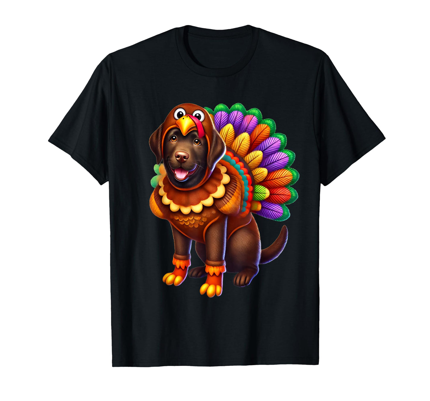 Chocolate Lab Turkey Funny Thanksgiving Animal Dog Canine T-Shirt for Men Women Girls Kids