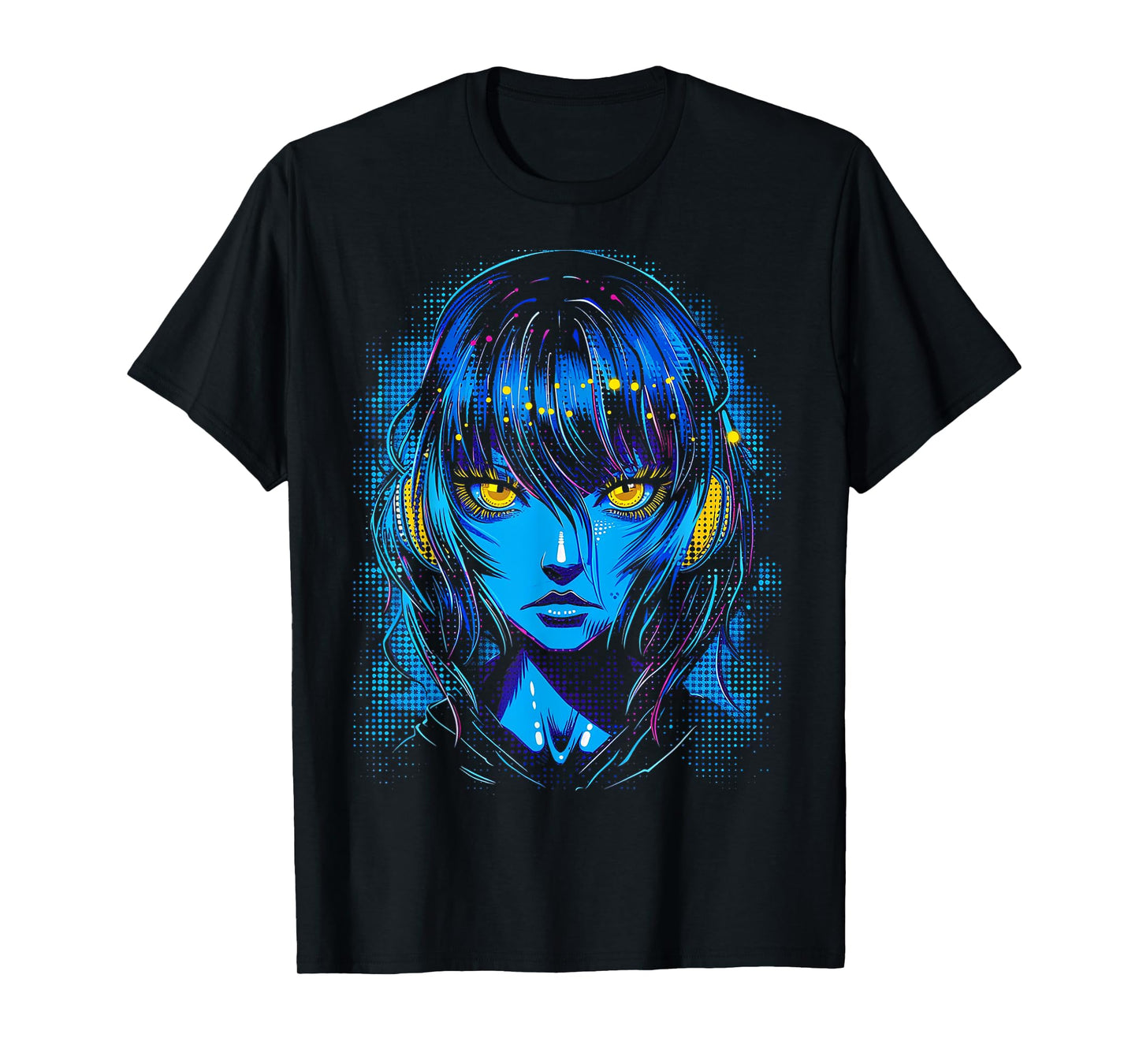 Anime Manga Motif Blue-Eyes Art Anime T-Shirt