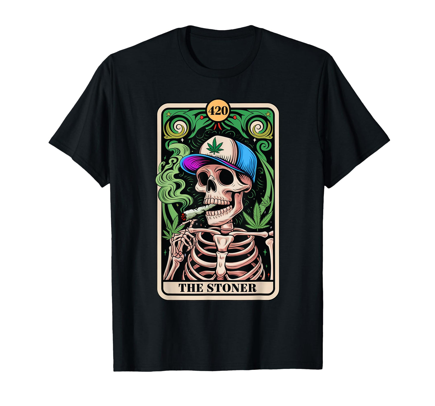 The Stoner Tarot Card Skeleton 420 Cannabis Weed Lover T-Shirt