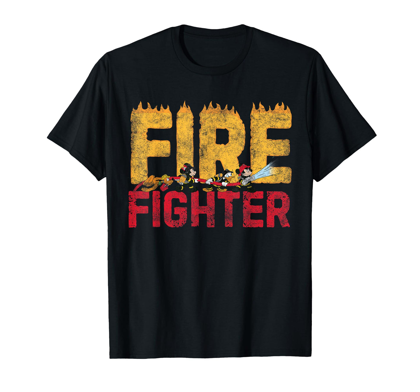 Disney Mickey and Friends Minnie Donald Pluto Fire Fighters T-Shirt Small