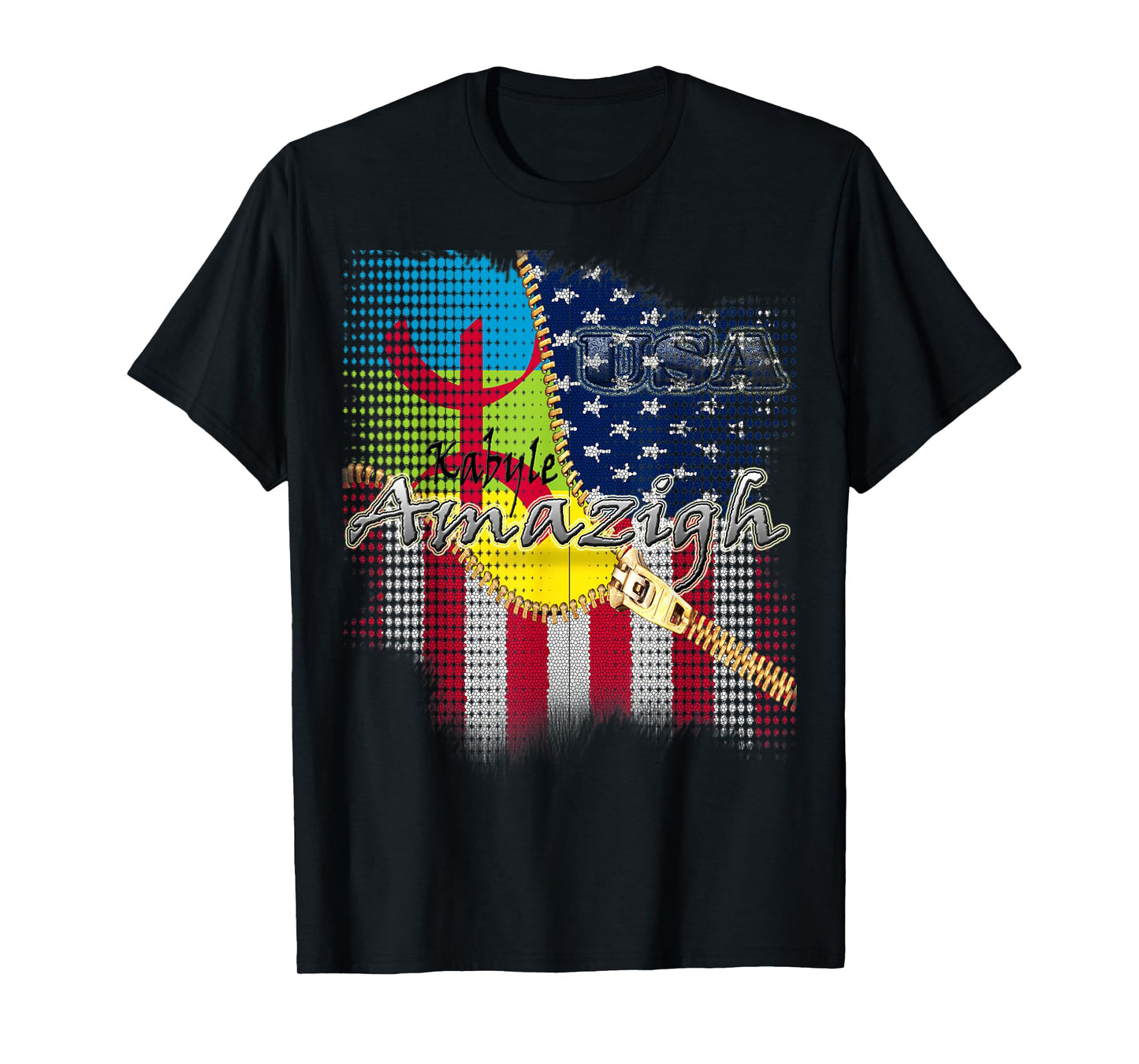 american kabyle amazigh t shirt flag for men women kids T-Shirt