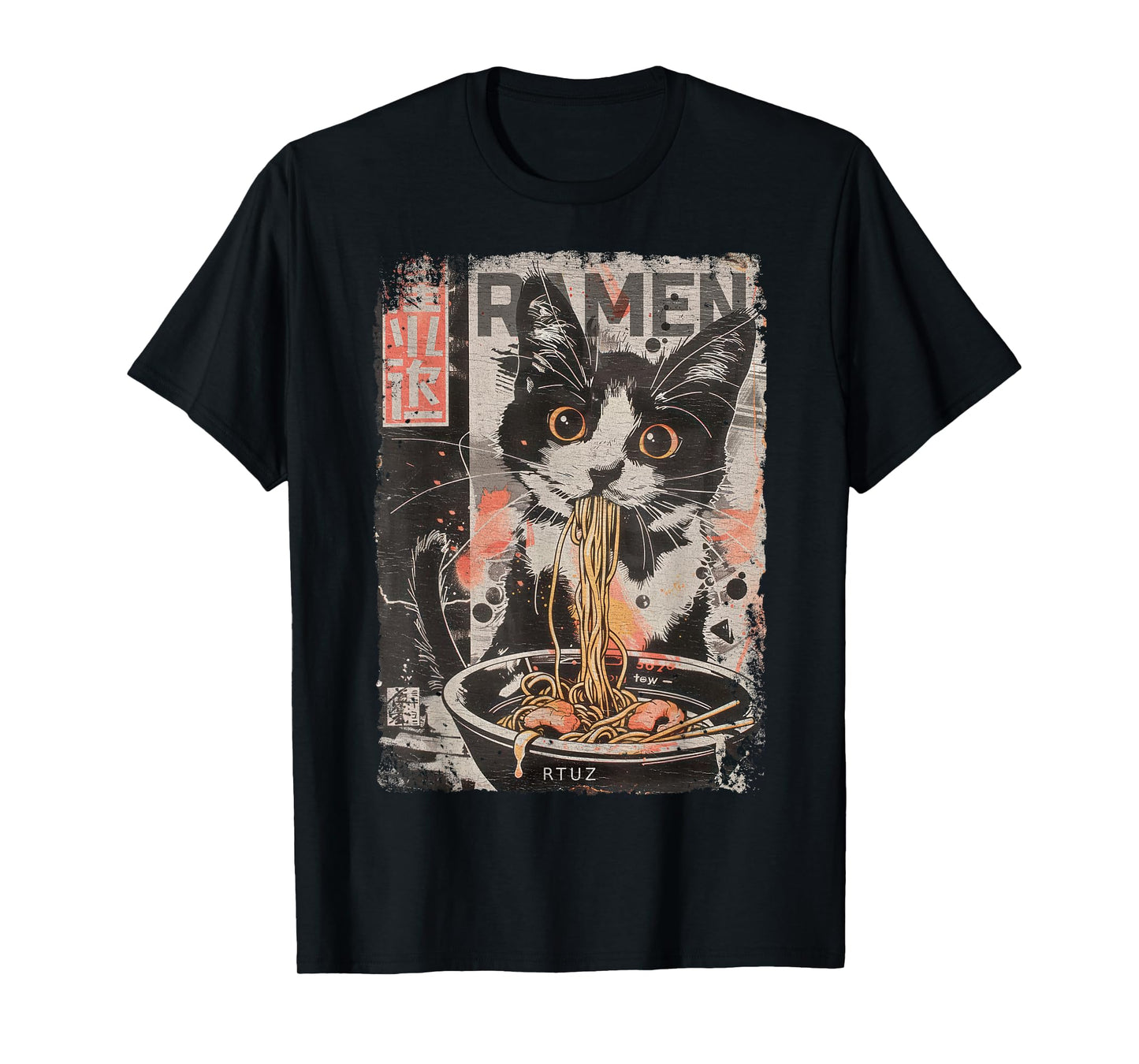 Ramen Noodles Cat Japan Y2K Kawaii Retro Cats Manga Anime T-Shirt