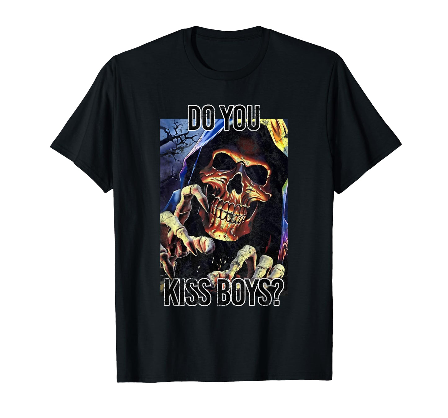 Do You Kiss Boys Skeleton Funny Saying Skull T-Shirt