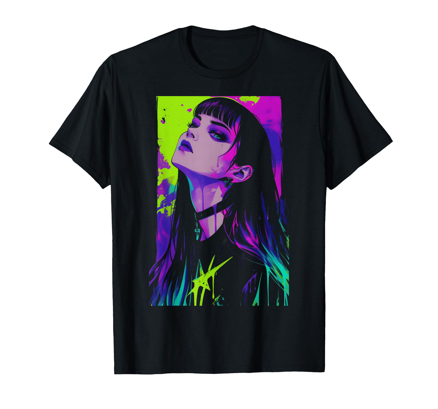 Cybergoth Cybercore Grunge Punk Goth Girl Alt Anime Manga T-Shirt