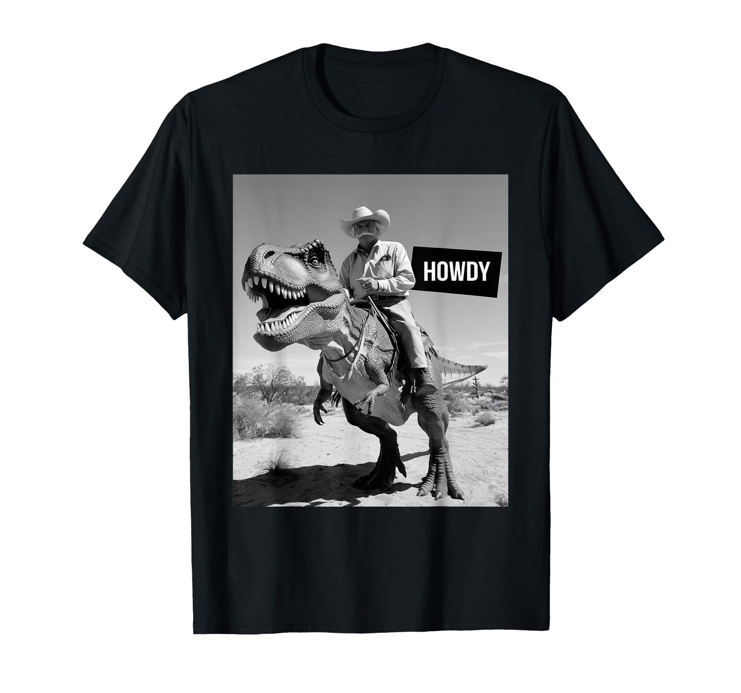 Funny Country Cowboy Riding Dinosaur Howdy T-Shirt