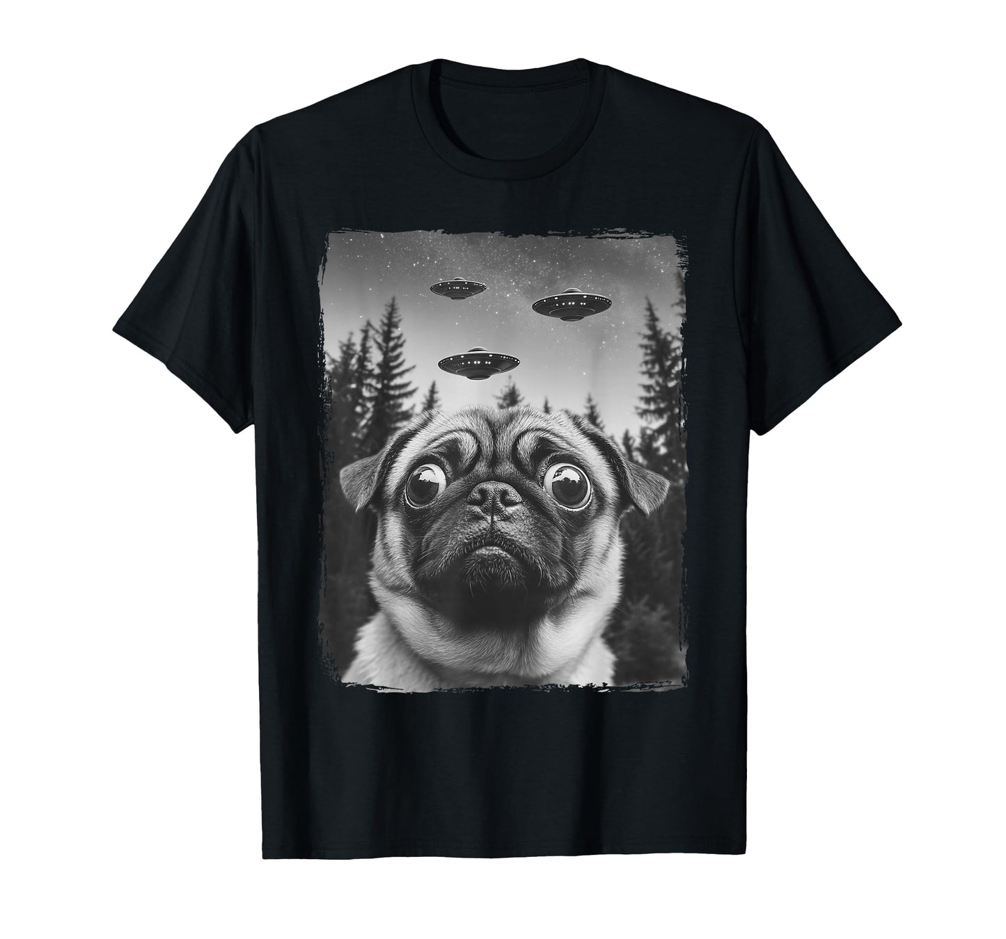 Pug UFO Selfie Funny Pug T-Shirt