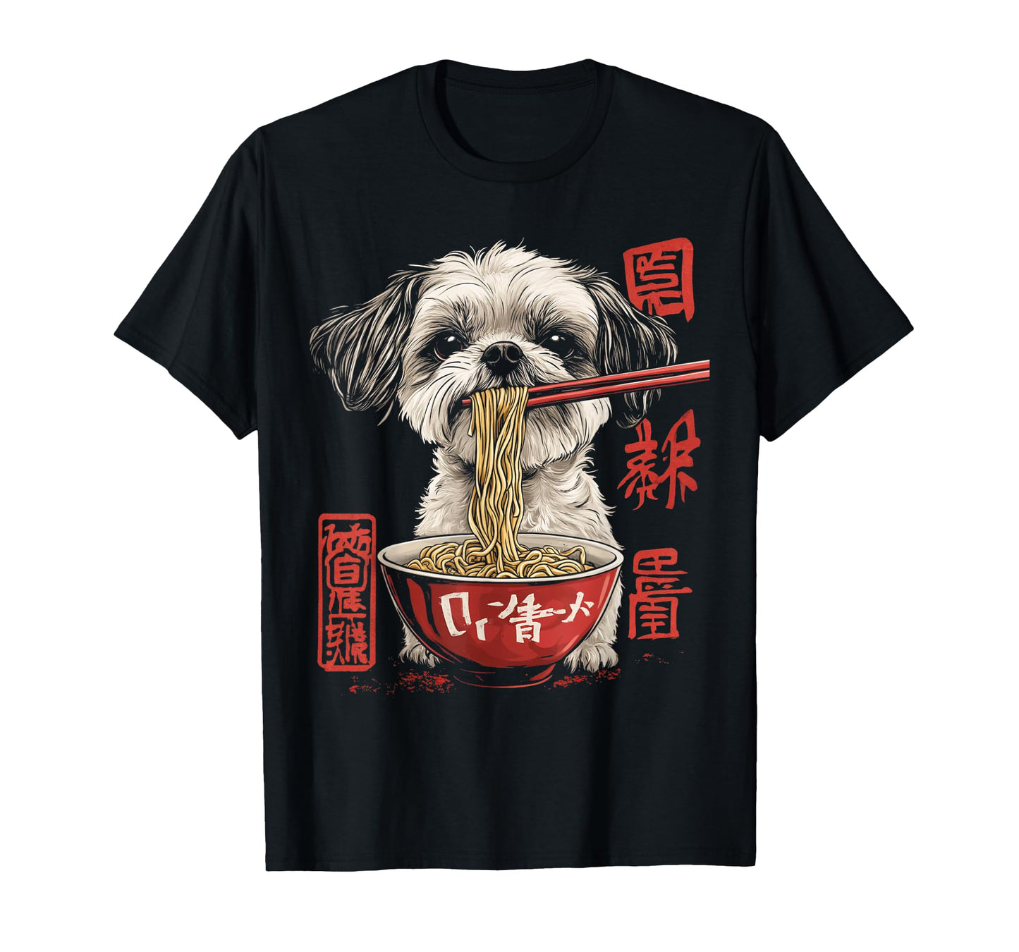 Shih Tzu Dog Eating Ramen Noodle T-Shirt