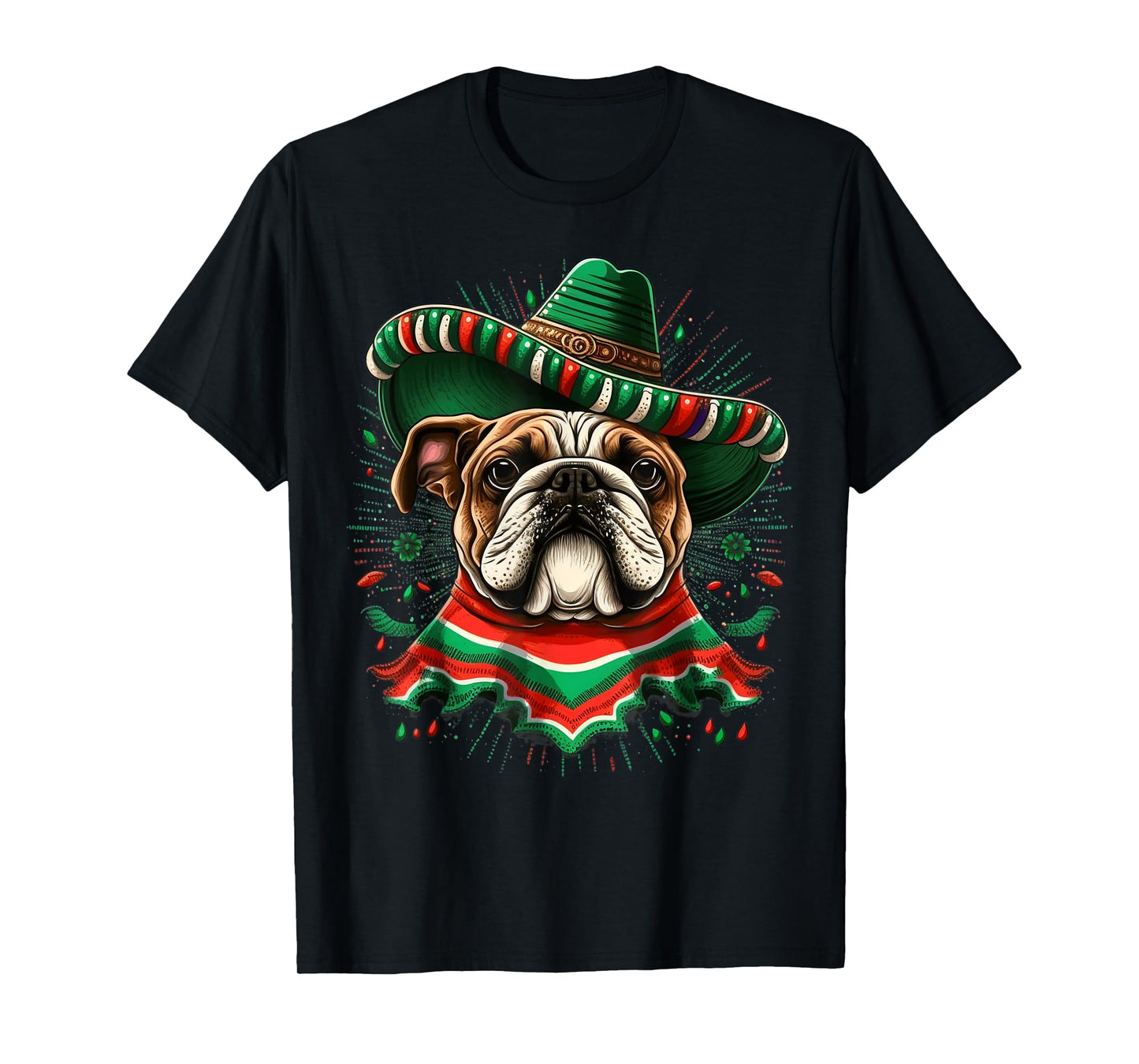 Mexico Cinco de Mayo Sombrero Mexican Bulldog T-Shirt for Men Women Kids