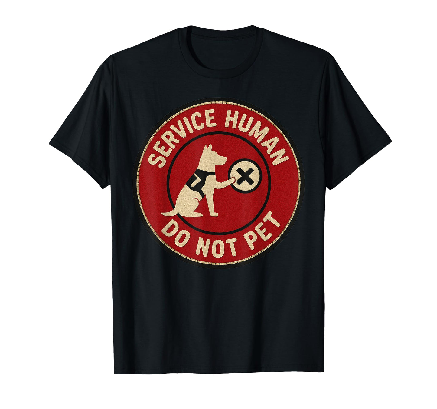 Mens Service Human Do Not Pet Vintage Sunset Support Dog Tee T-Shirt