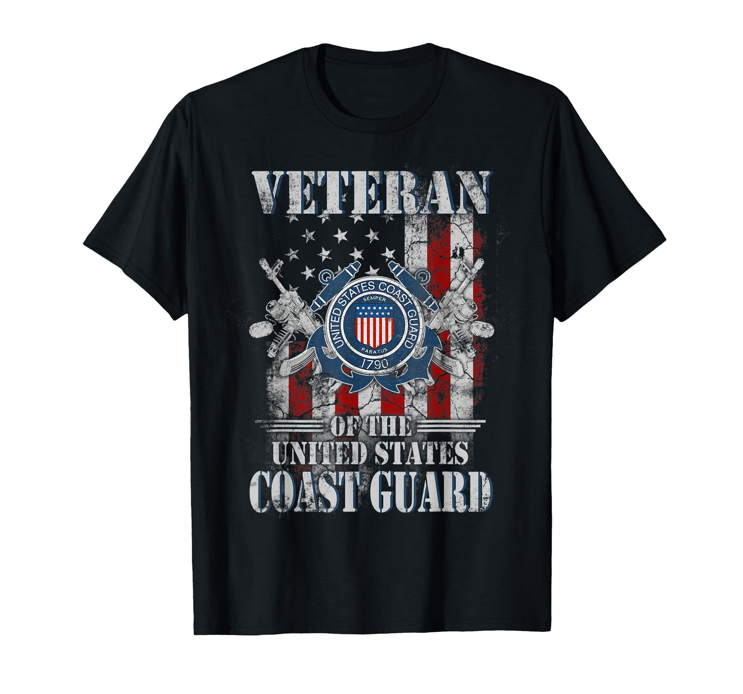 Proud US Coast Guard Veteran Vintage Black 3X-Large Classic Fit Crew Neck Short Sleeve T-Shirt