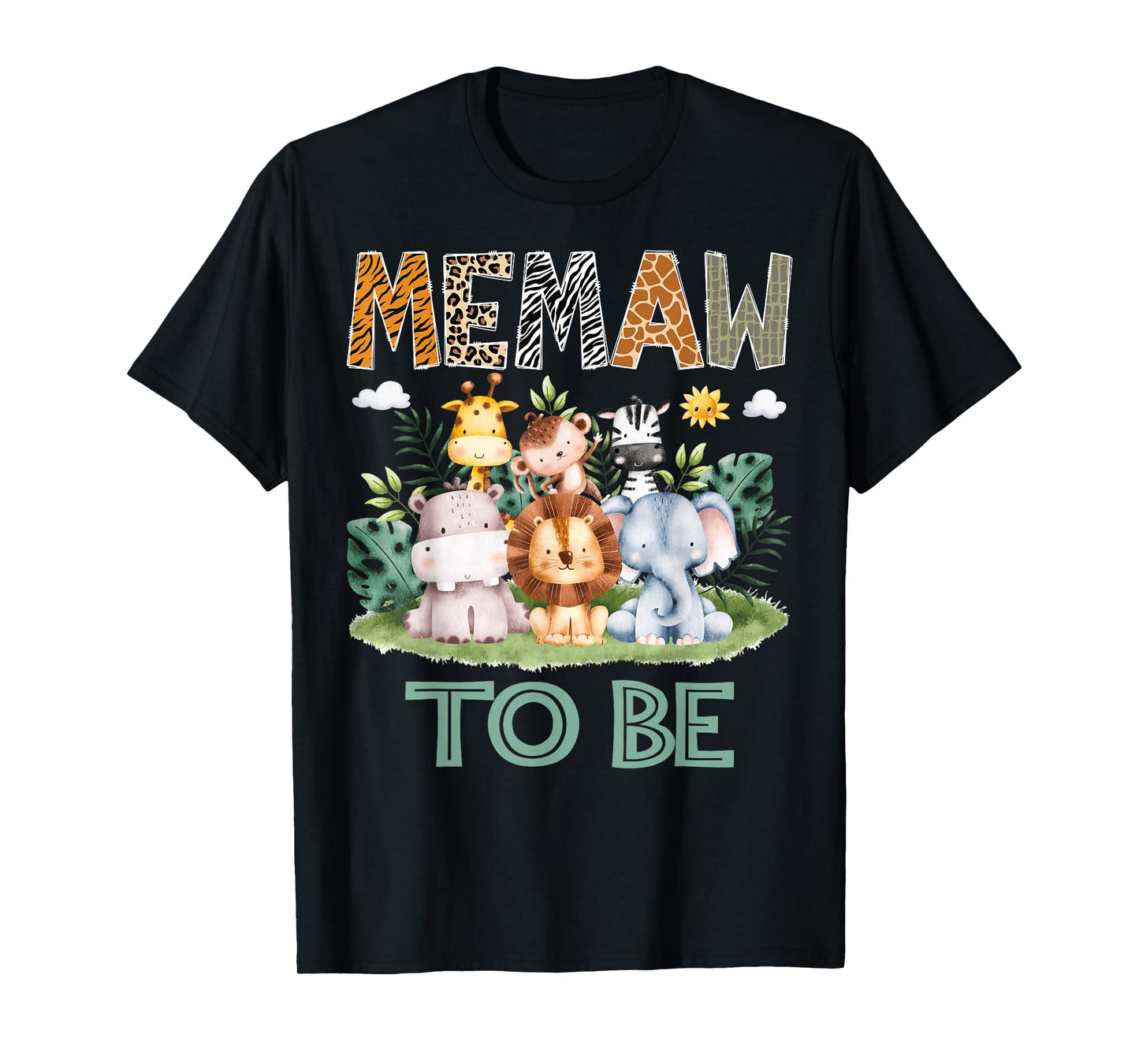 Soon To Be Memaw Safari Jungle Animal Gender Reveal T-Shirt