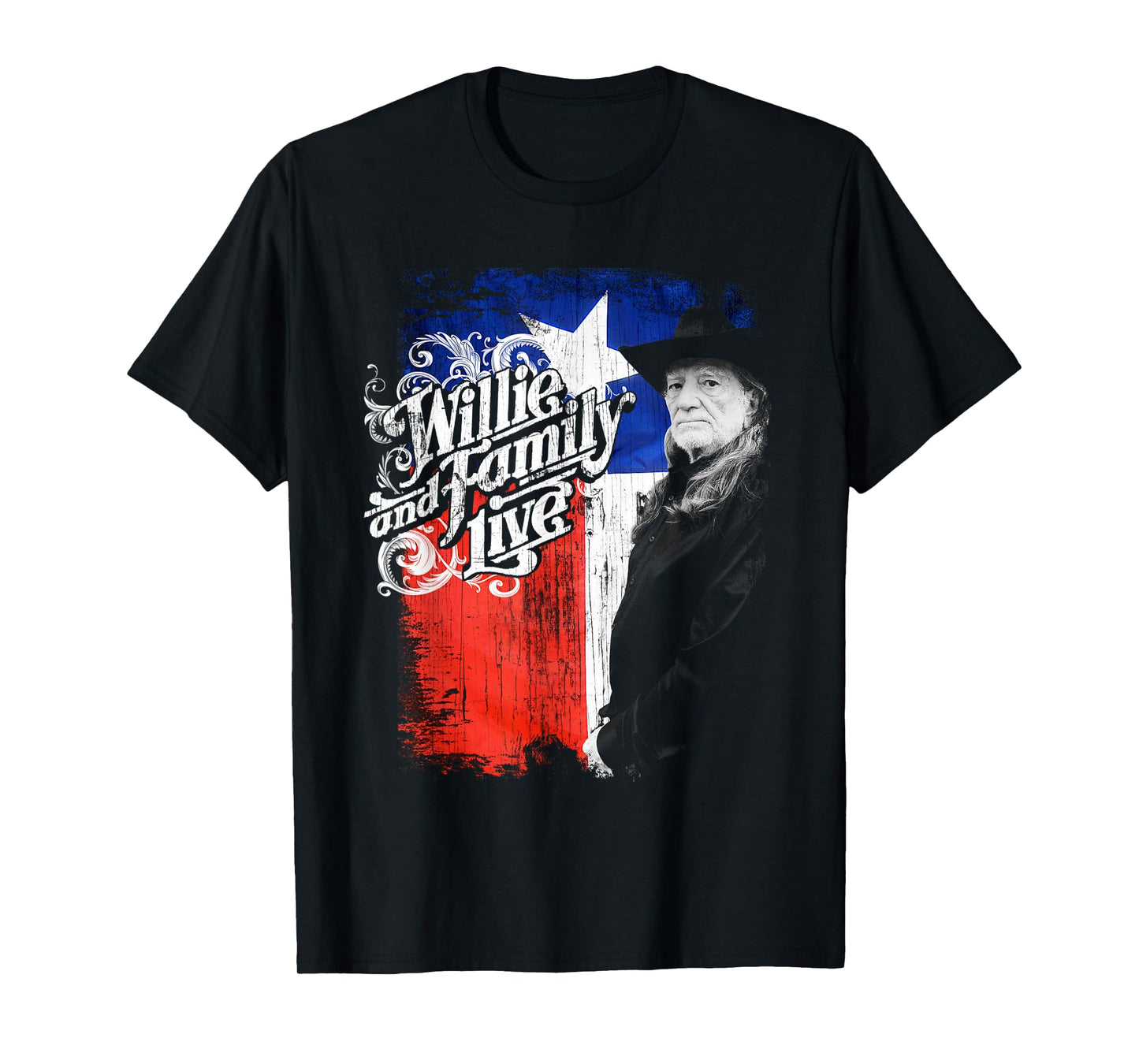 Willie Nelson and Family Live Texas Flag Tee T-Shirt