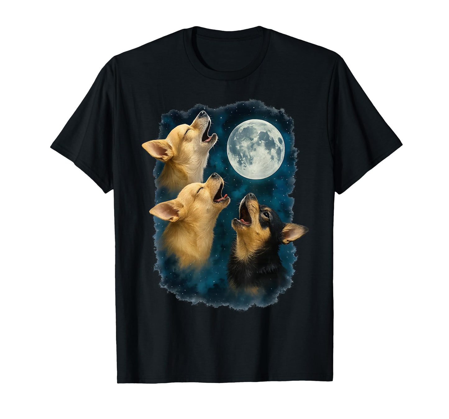 Three Chihuahuas Howling At The Moon 3 Chihuahua Moon T-Shirt