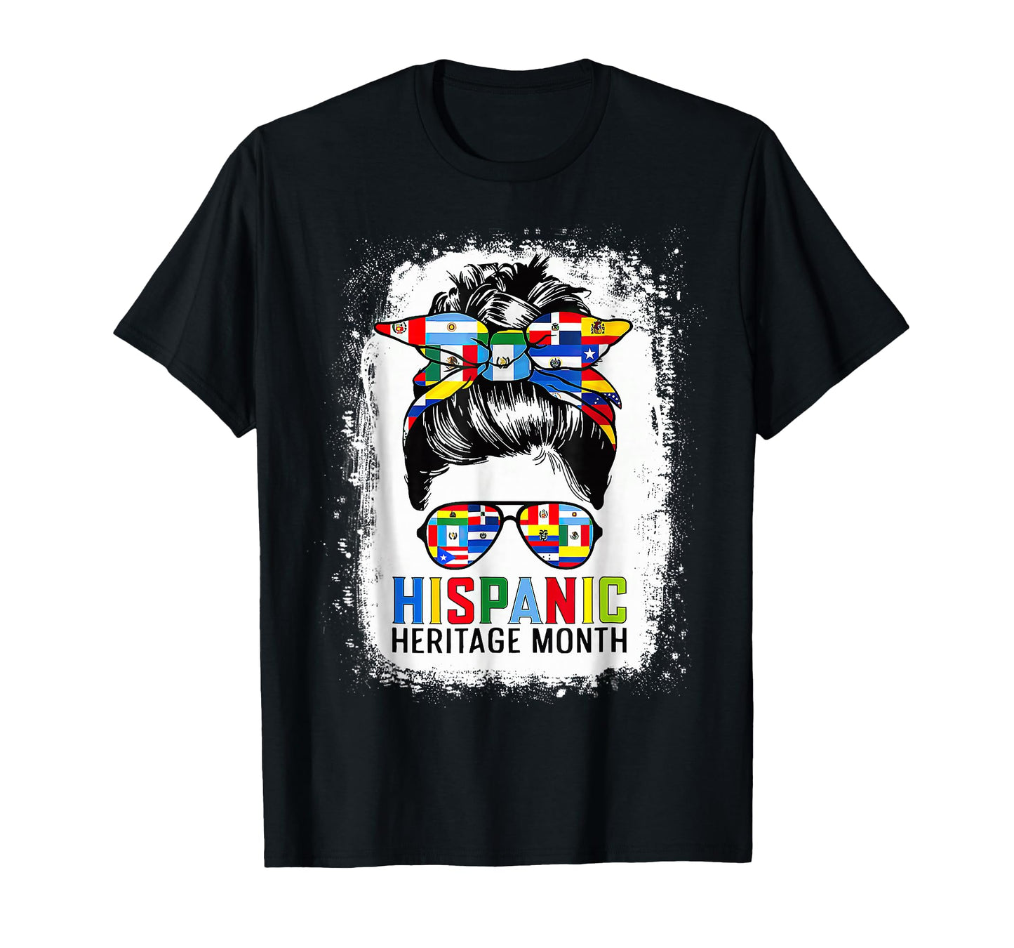 National Hispanic Heritage Month Messy Bun All Countries T-Shirt