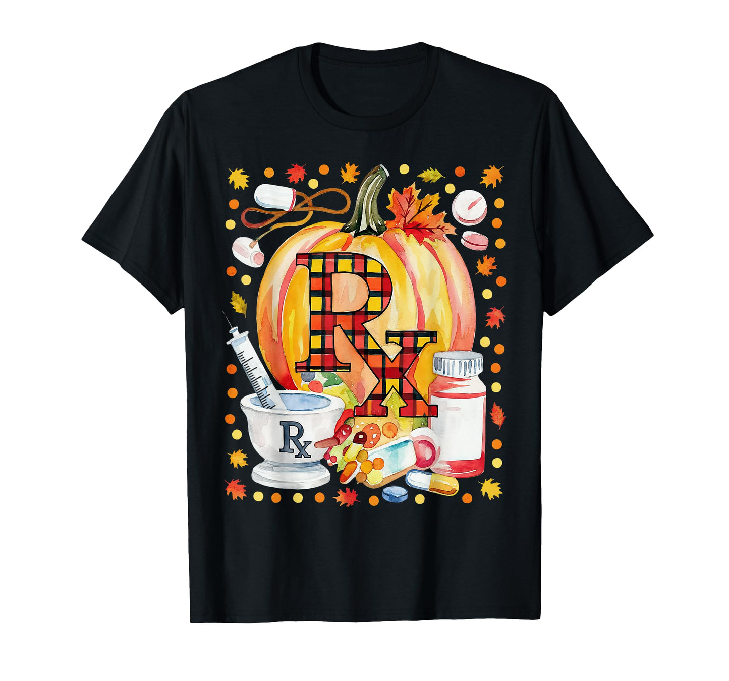 CPhT Pharmacy Technician Fall Autumn Leaves Pumpkin Season T-Shirt