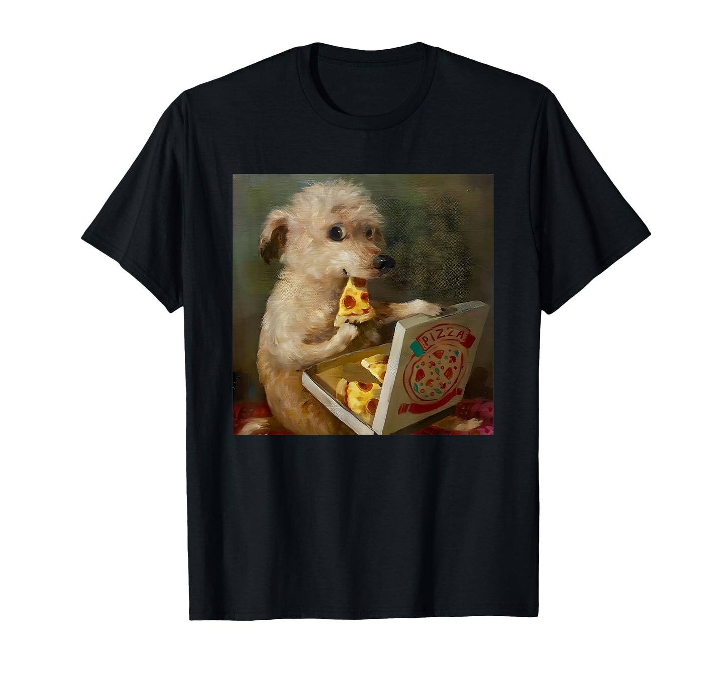 Cute Dog Eating Pizza Funny Pet Lover T-Shirt