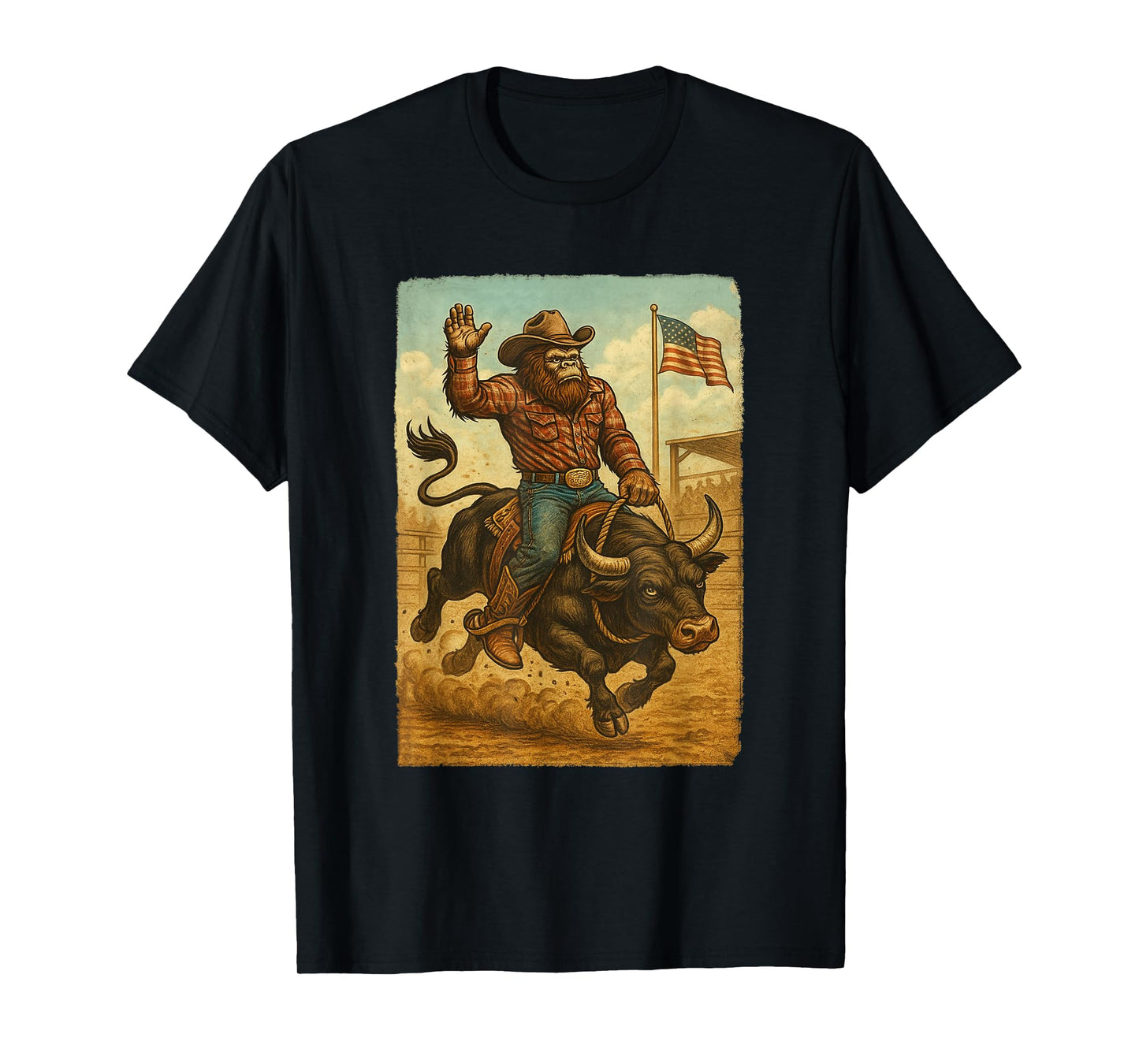 Rodeo Design Boys Western Cowboy Men Distressed T-Shirt