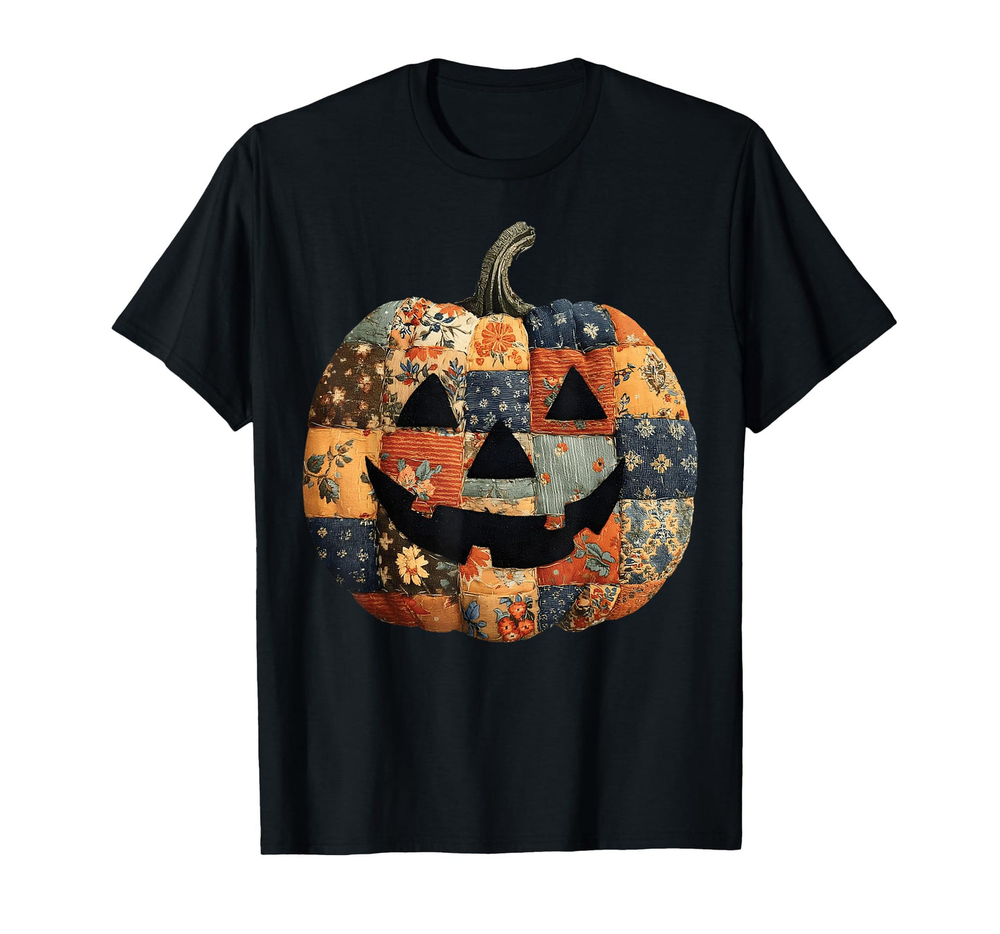 Preppy Floral Patchwork Pumpkin T-Shirt