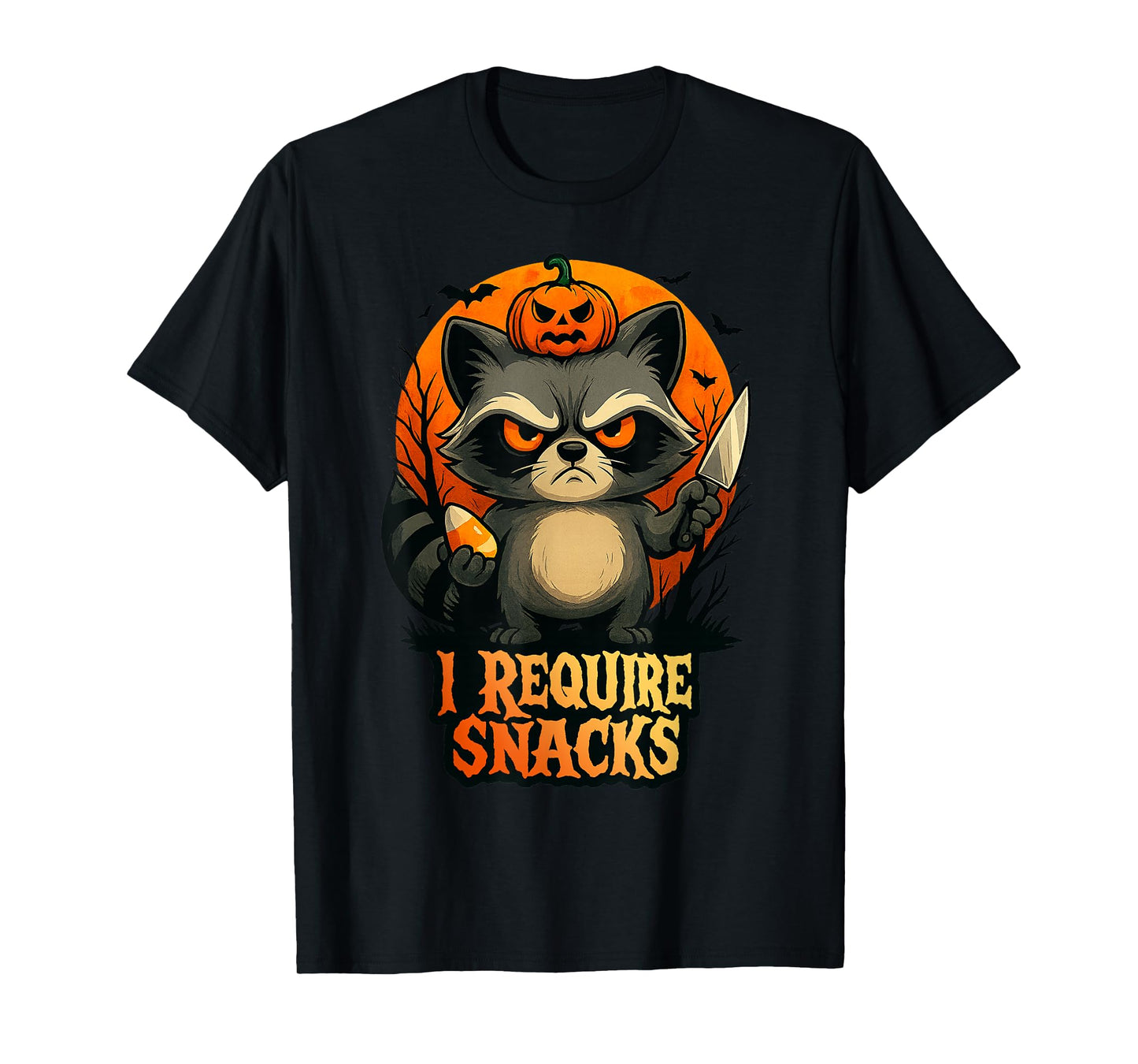 I Require Snacks Funny Raccoon Lovers Halloween Costume T-Shirt
