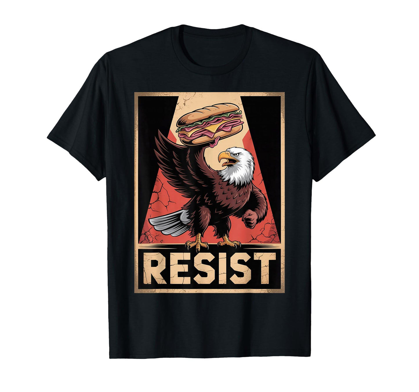 Eagle with Sandwich Resist Graphic for Food Lovers T-Shirt