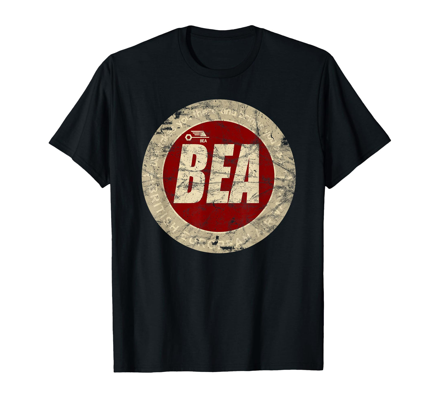 Designed For Flight BEA British European Airways Vintage Airline T-Shirt - Black, Small
