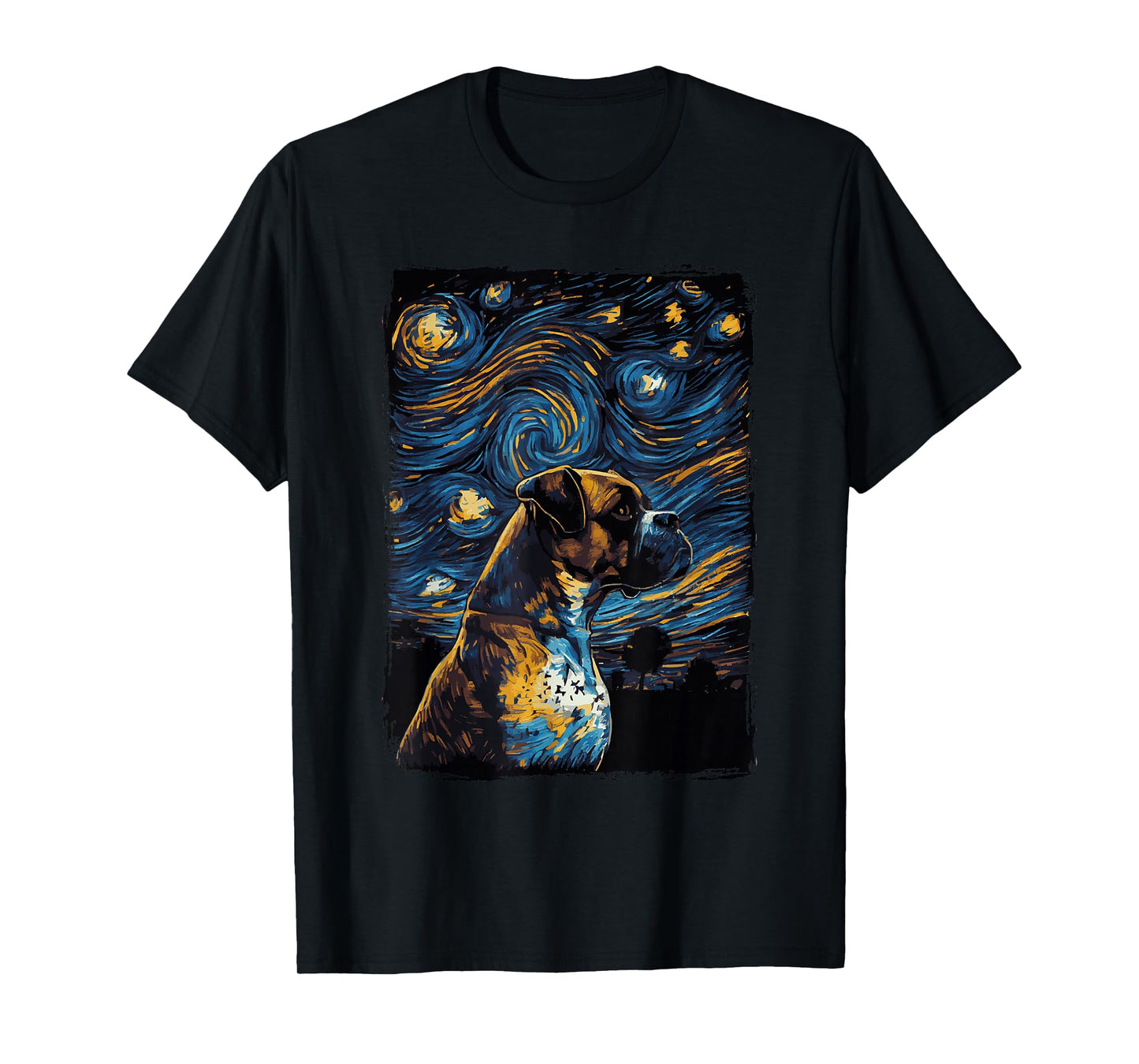 German Boxer Dog Starry Night T-Shirt
