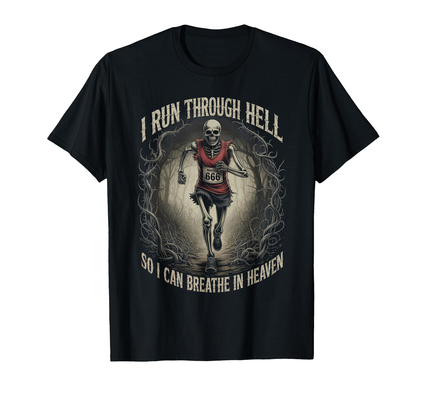 Cross Country Running Motivation Skeleton Halloween T-Shirt