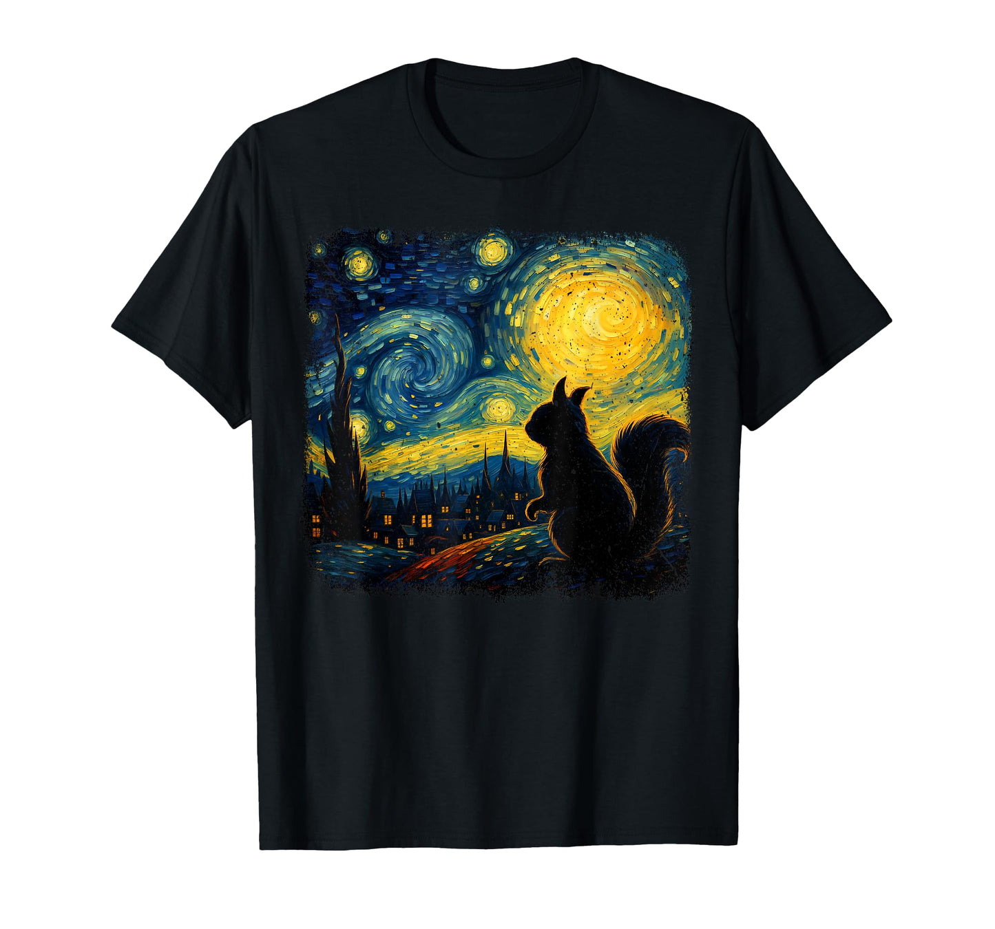 Squirrel Starry Night Van Gogh Art Gifts For Men Women Kid T-Shirt