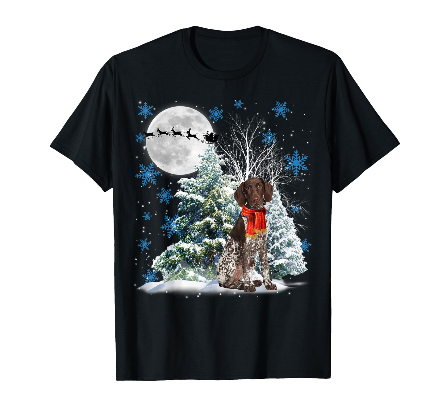 German Shorthaired Pointer Under Moonlight Christmas Pajama T-Shirt