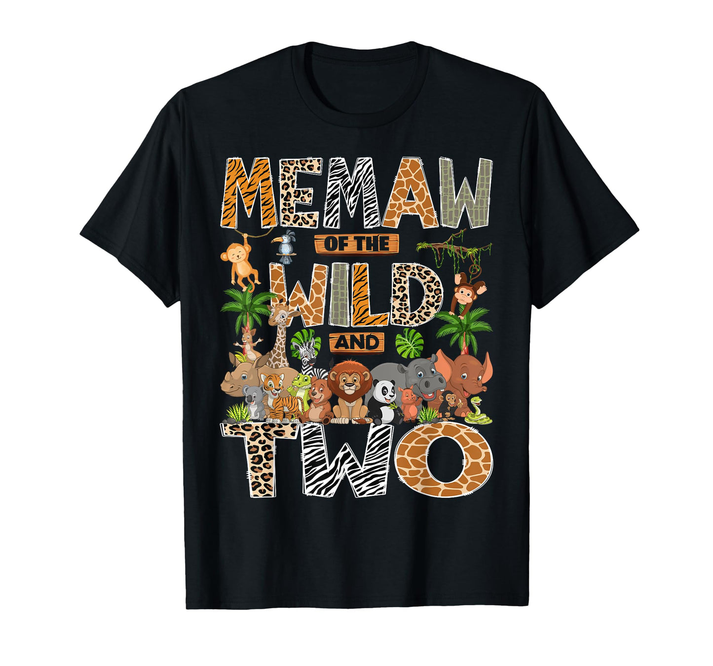 Memaw Of The Wild & Two 2Nd Birthday Boy Safari Jungle T-Shirt