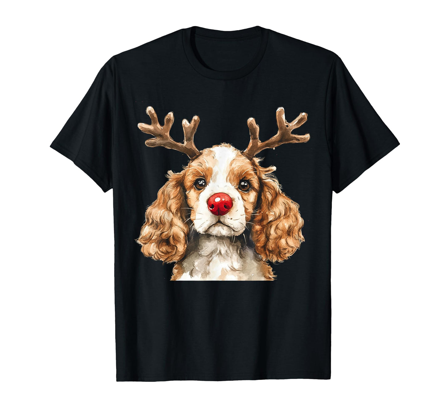 Cocker Spaniel Reindeer Christmas Lights Dog Lover Xmas T-Shirt