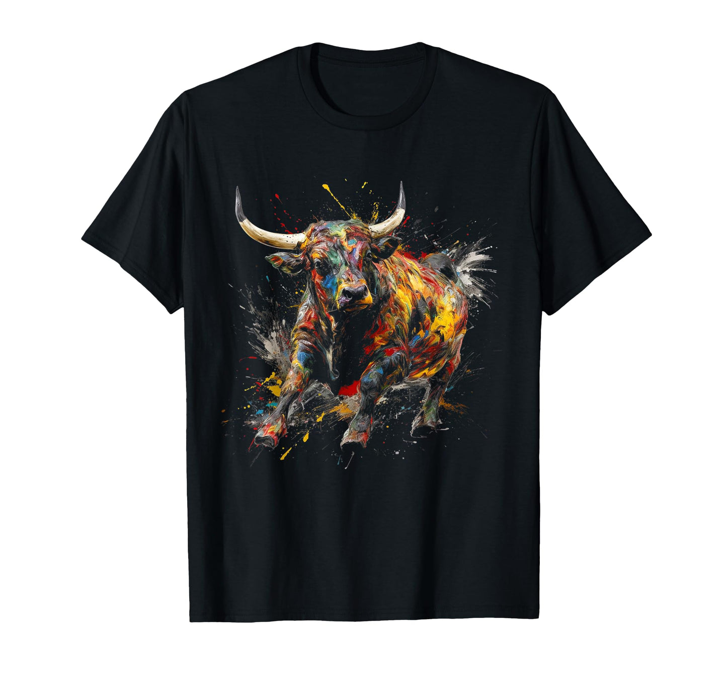 Bull Riding Rodeo Cool Abstract Drip Painting Art T-Shirt