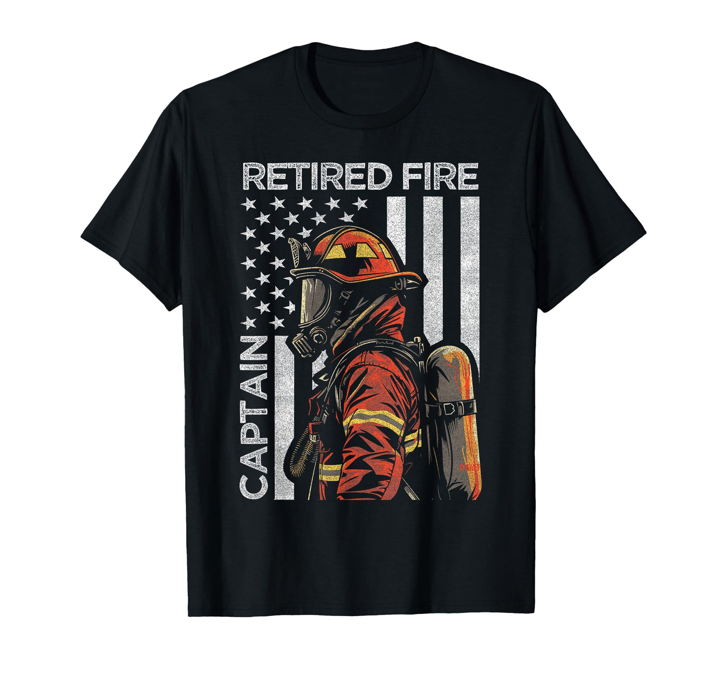 Retired Fire Captain Firefighter Retirement American Flag T-Shirt