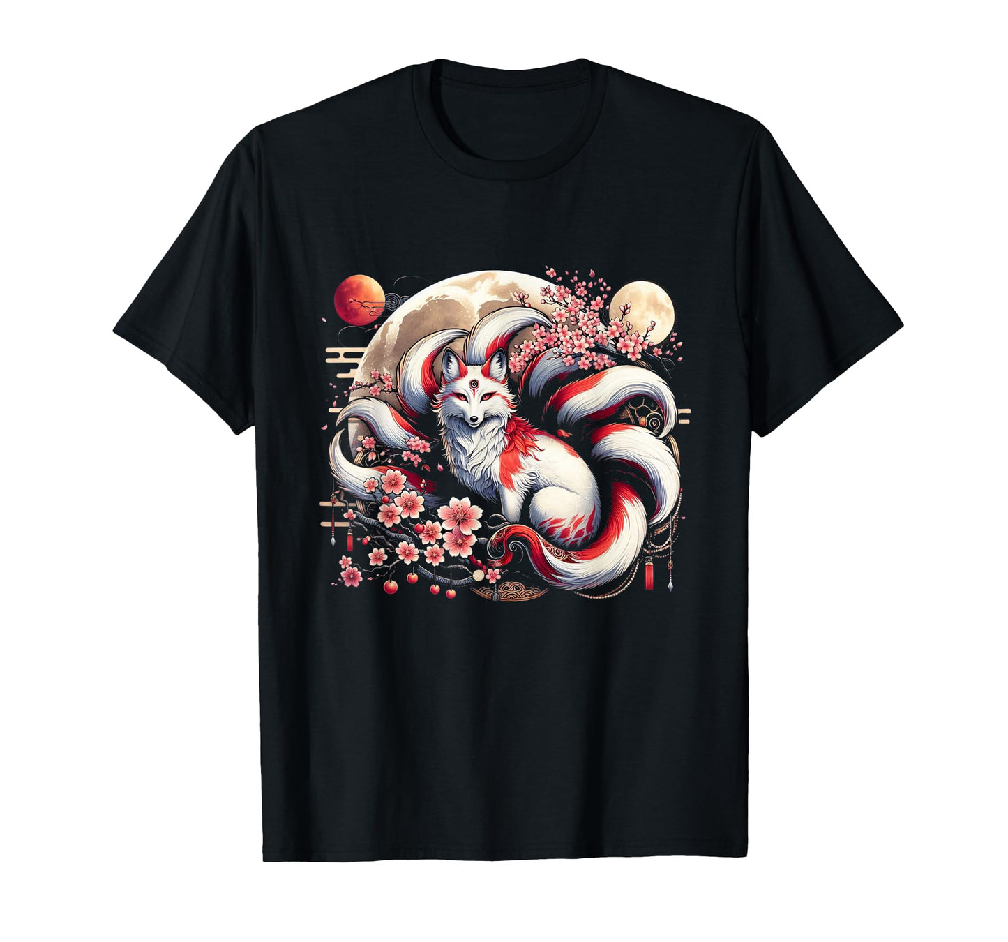 Kitsune Japanese Nine-tailed Fox With T-Shirt