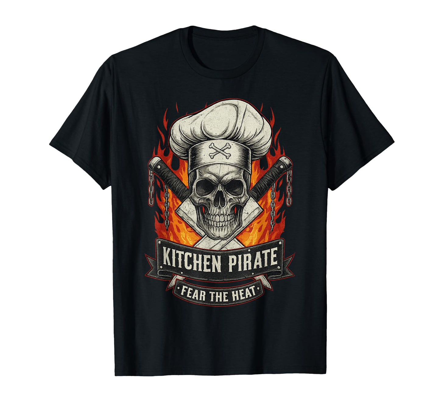 Cool Cooking Chef Kitchen Pirate Hat Knife Skull Funny Cook T-Shirt