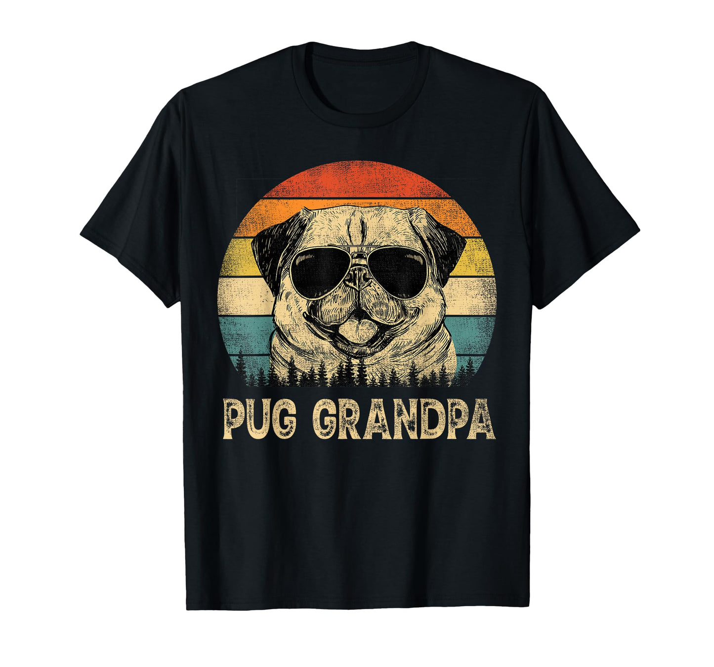 Vintage Pug Grandpa Dog Lovers Father's Day T-Shirt